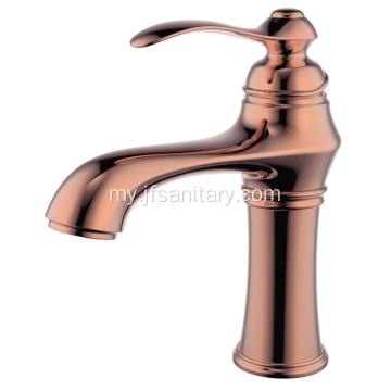 Single-Lever ရေချိုးခန်း Basin Faucet Kit ကြေးဝါနှင်းဆီရွှေ